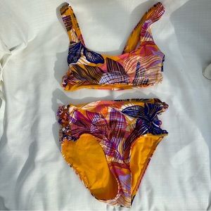 WOMEN’S HULA HONEY ORANGE & PINK TROPICAL BIKINI size M